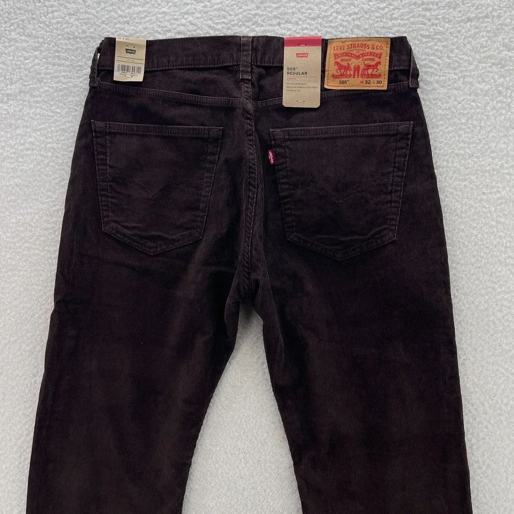 Levi's Pant's Men's 32x30 Brown 505 Corduroy Pinwale Regular Fit Straight Preppy